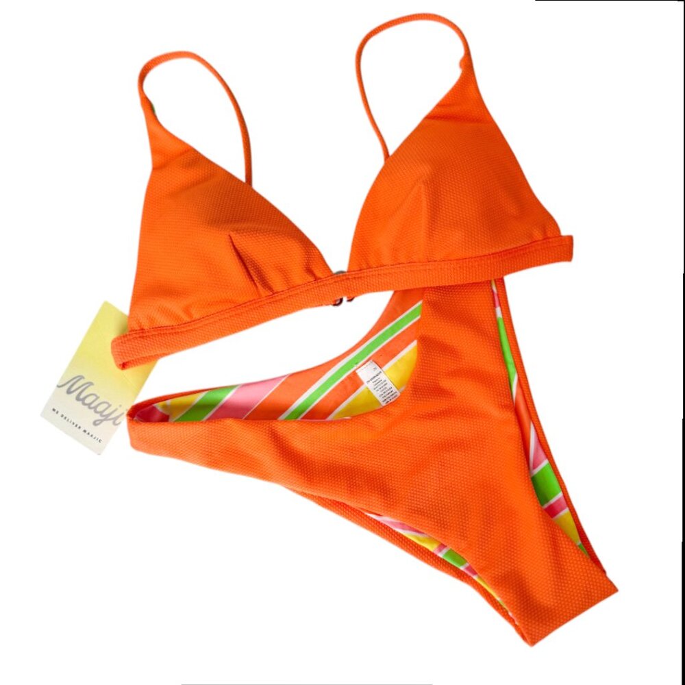 NWT MAAJI SWIM BIKINI SET ORANGE SWIM BRIGHTS RESORT SUMMER GLAM CABANA CHIC MED